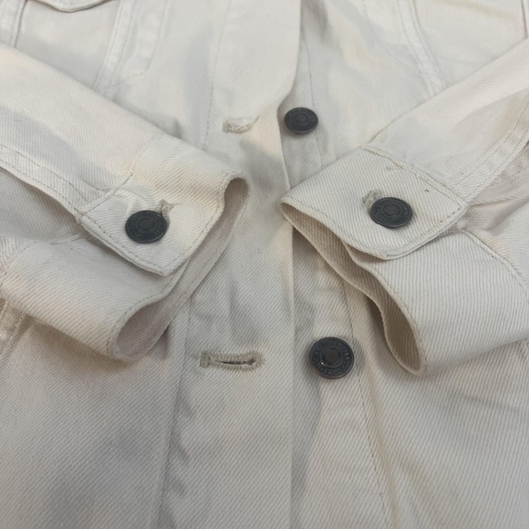 We The Free Jean Jacket Free People Womens XS Cream Denim Trucker Button Front - Picture 9 of 15